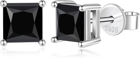925 Sterling Silver Black Earrings for Men, Natural Black Onyx Stud Earrings for Women Hypoallergenic Perfect Jewelry Gifts in Kuwait