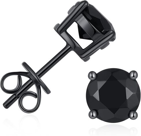 925 Sterling Silver Black Earrings for Men, Natural Black Onyx Stud Earrings for Women Hypoallergenic Perfect Jewelry Gifts in Kuwait