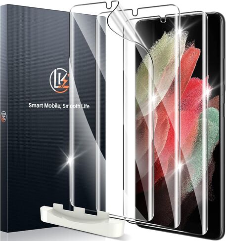 LK 2 + 2 Tempered Glass Screen Protectors Compatible with Samsung Galaxy S21 Anti-Scratch and Bubble-Free, Contains 2 Screen Protectors and 2 Rear Camera Protectors with Installation Frame (Ultra HD) in Kuwait