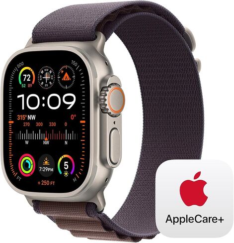 Apple Watch Ultra 2 [GPS + Cellular 49mm] Smartwatch with Rugged Titanium Case & Blue Ocean Band One Size. Fitness Tracker, Precision GPS, Action Button, Bright Retina Display w/AppleCare+ (2 Years) in Saudi Arabia