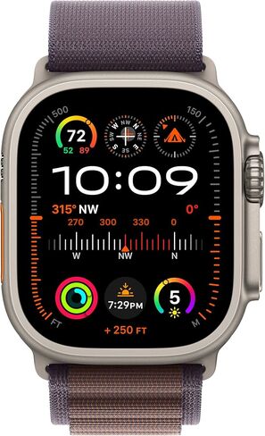 Apple Watch Ultra 2 [GPS + Cellular 49mm] Smartwatch with Rugged Titanium Case & Blue Ocean Band One Size. Fitness Tracker, Precision GPS, Action Button, Bright Retina Display w/AppleCare+ (2 Years) in Saudi Arabia