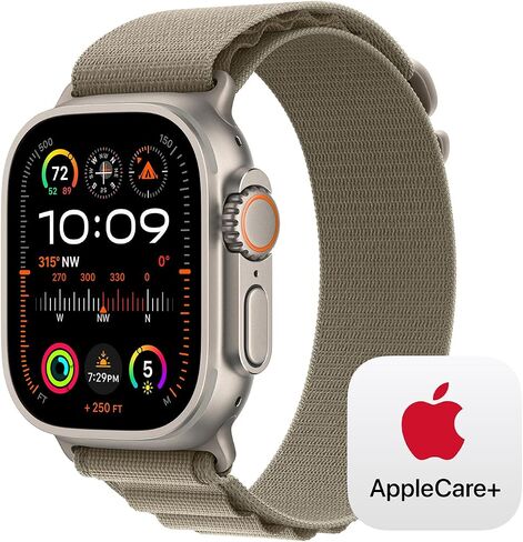Apple Watch Ultra 2 [GPS + Cellular 49mm] Smartwatch with Rugged Titanium Case & Blue Ocean Band One Size. Fitness Tracker, Precision GPS, Action Button, Bright Retina Display w/AppleCare+ (2 Years) in Saudi Arabia