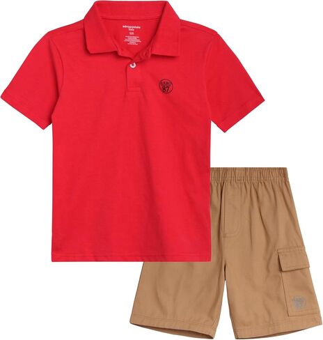 AEROPOSTALE Boys' Shorts Set - 2 Piece Short Sleeve Polo Shirt and Woven Cargo Shorts - Summer Outfit for Boys (4-16) in Saudi Arabia
