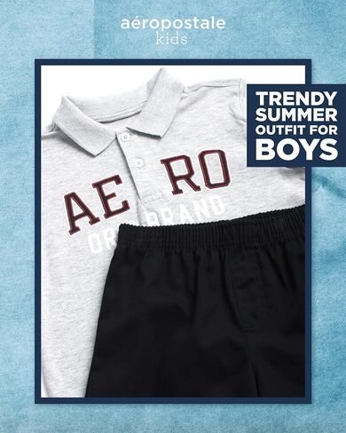 AEROPOSTALE Boys' Shorts Set - 2 Piece Short Sleeve Polo Shirt and Woven Cargo Shorts - Summer Outfit for Boys (4-16) in Saudi Arabia