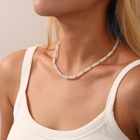 قلادات مطرزة من Apsvo للنساء قلادات من الأحجار الكريمة بوهو قلادة صيفية من الحجر الطبيعي مجوهرات الشاطئ in Kuwait