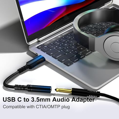 ACAGET USB C to 3.5mm Headphone Adapter, USB Type C Dongle Audio Jack Converter DAC Chip Braided Cable Aux Earbuds Adapter for Samsung S21 S22 Ultra S23 FE S20 Galaxy A53 A54 iPhone 15 Pro Max Black in Kuwait