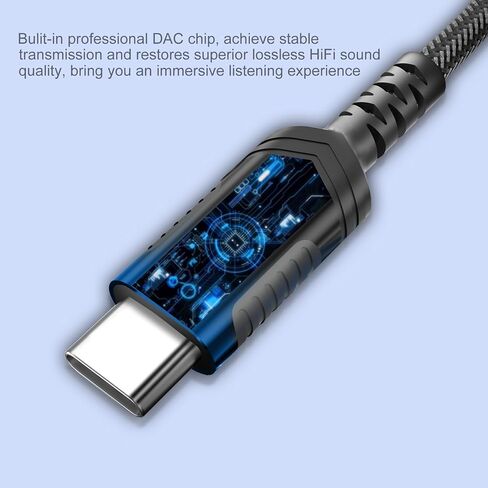 ACAGET USB C to 3.5mm Headphone Adapter, USB Type C Dongle Audio Jack Converter DAC Chip Braided Cable Aux Earbuds Adapter for Samsung S21 S22 Ultra S23 FE S20 Galaxy A53 A54 iPhone 15 Pro Max Black in Kuwait
