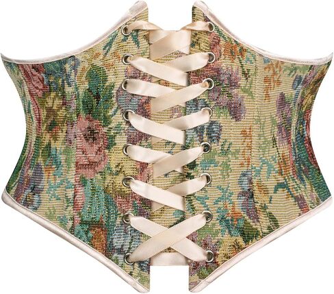 Scarlet Darkness Women's Corset Belt Floral Lace Up Boned Underbust Corset Waist Belts for Dress in Saudi Arabia
