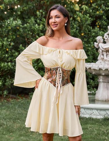 Scarlet Darkness Women's Corset Belt Floral Lace Up Boned Underbust Corset Waist Belts for Dress in Saudi Arabia