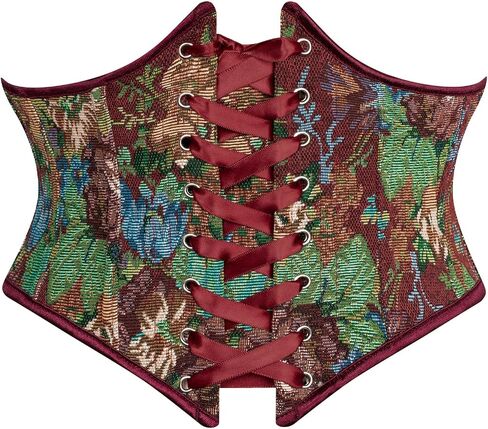 Scarlet Darkness Women's Corset Belt Floral Lace Up Boned Underbust Corset Waist Belts for Dress in Saudi Arabia