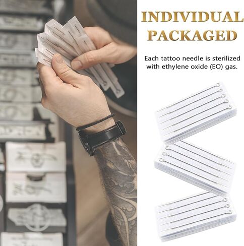 Tattoo Needles - LEEYUKA 100pcs Stick and Poke Needles #12 3RL 5RL 7RL 9RL 3RS 5RS 7RS 9RS 5M1 7M1 Assorted in Saudi Arabia