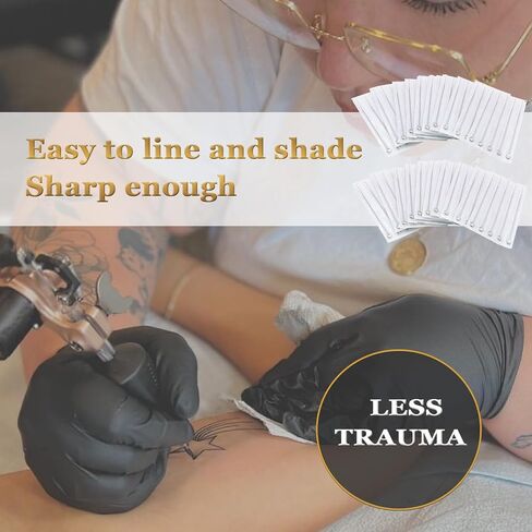 Tattoo Needles - LEEYUKA 100pcs Stick and Poke Needles #12 3RL 5RL 7RL 9RL 3RS 5RS 7RS 9RS 5M1 7M1 Assorted in Saudi Arabia