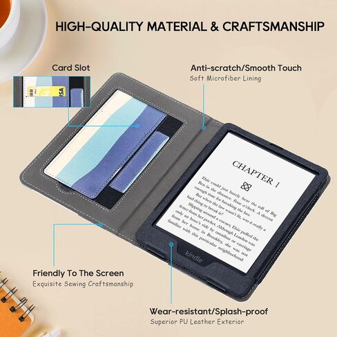 SCSVPN Case for 6.8'' Kindle Paperwhite 11th Generation 2021 Release and Kindle Paperwhite Signature Edition - Slim Durable Fabric Cover with Stand, Hand Strap, Card Slot, Auto Wake/Sleep - Pink in Saudi Arabia