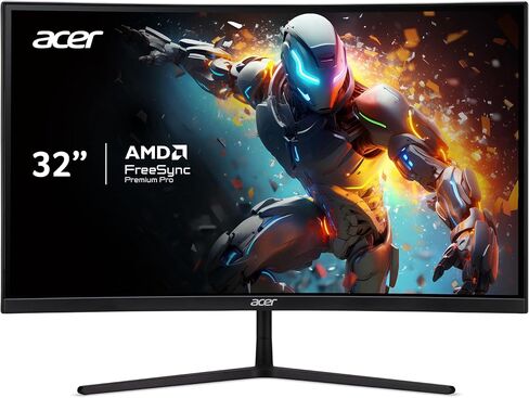 شاشة ألعاب Acer EI322QUR Pbmiippx 31.5 بوصة 1500R منحنية WQHD 2560 x 1440 | AMD FreeSync Premium Pro معدل تحديث يصل إلى 165 هرتز 1 مللي ثانية VRB VESA DisplayHDR 400 2 منافذ عرض وHDMI 2.0 in Kuwait