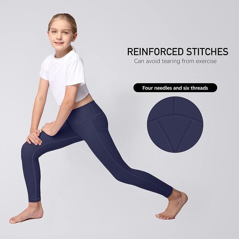 Girls Athletic Leggings Kids with Pockets - High Waisted Dance Workout Running Yoga Pants Tights in Saudi Arabia