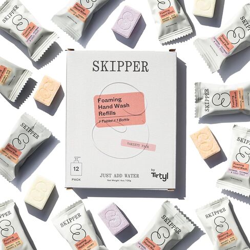 Tirtyl Skipper Foaming Hand Soap Tablet Refills - 12 Pack - 96 fl oz total (12x 8 fl oz) - Rebranded - Compostable Packaging - Bergamot, Blue Cypress & Sage in Saudi Arabia