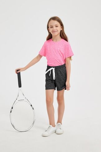 3-Pack Kids/Girls/Teen Girls Athletic Shorts Dry-Fit High Waisted Running Shorts with Pockets (5-18 Years) in Saudi Arabia