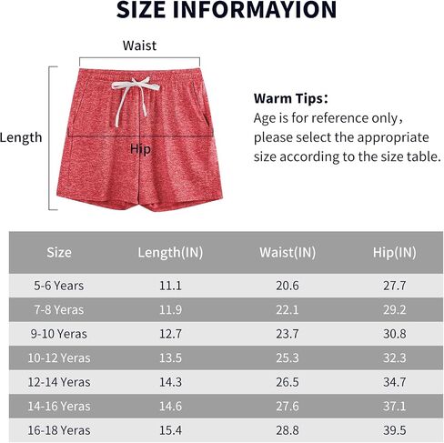 3-Pack Kids/Girls/Teen Girls Athletic Shorts Dry-Fit High Waisted Running Shorts with Pockets (5-18 Years) in Saudi Arabia