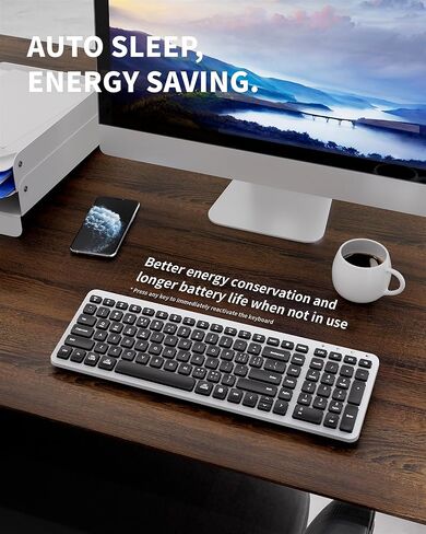 Compact Bluetooth & 2.4Ghz Keyboard Wireless - Multi-Device Quiet Wireless Keyboard - 106 Keys Full Size Keyboard for iPad, Tablet, Laptop, Computer, PC, Notebook, Windows, Mac OS, Android (Rose Gold) in Kuwait