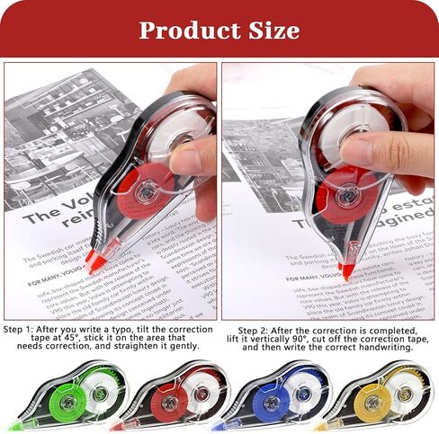 4 قطع من شريط تصحيح أبيض من BESARME شريط تصحيح ملون بطول 39.4 قدم لكل قلم شريط تصحيح أسطواني للوازم المكتبية للطلاب in Kuwait