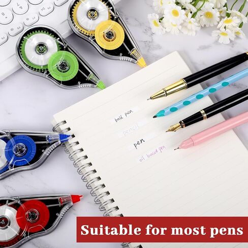 4 قطع من شريط تصحيح أبيض من BESARME شريط تصحيح ملون بطول 39.4 قدم لكل قلم شريط تصحيح أسطواني للوازم المكتبية للطلاب in Kuwait