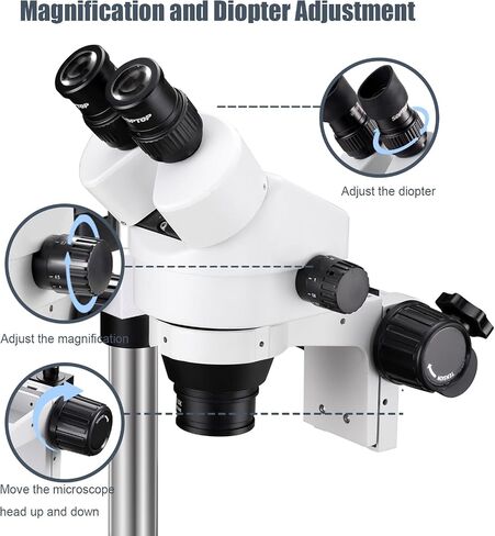 DZQ Micro Inlaid Mirror 7X-45X Multi-Directional Microscope Set Working Distance 3.7-11.8 inch Micro-Setting Microscope Spring Bracket with Ring Light(Upgraded Version) in Saudi Arabia