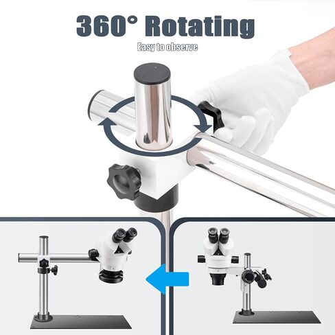 DZQ Micro Inlaid Mirror 7X-45X Multi-Directional Microscope Set Working Distance 3.7-11.8 inch Micro-Setting Microscope Spring Bracket with Ring Light(Upgraded Version) in Saudi Arabia