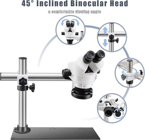 DZQ Micro Inlaid Mirror 7X-45X Multi-Directional Microscope Set Working Distance 3.7-11.8 inch Micro-Setting Microscope Spring Bracket with Ring Light(Upgraded Version) in Saudi Arabia