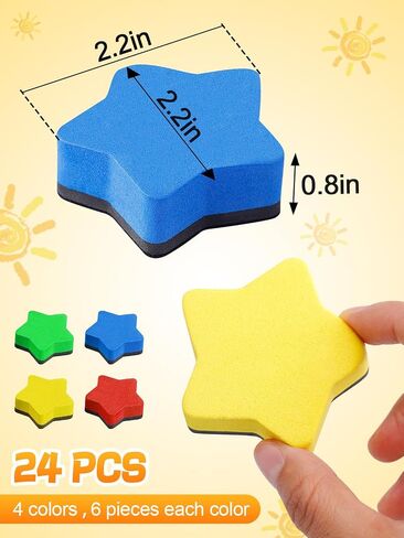 24 pcs Strong Magnetic Whiteboard Erasers - Mini Dry Erase Erasers, Small Chalkboard Cleansers Wiper for Kids and Teachers Classroom Must Haves School Supply Home and Office, Square in Kuwait