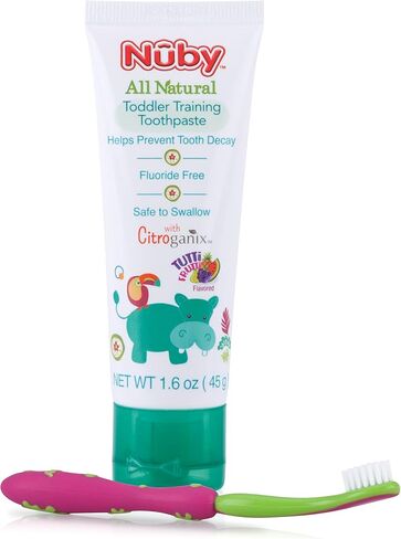 Dr. Talbot's Toddler Training Toothpaste Naturally Inspired with Citroganix, with Toothbrush Included, Blue/Green, 1.6 Ounce in Saudi Arabia