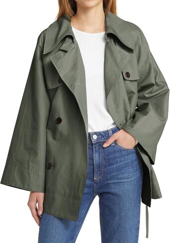 Cicy Bell Womens Casual Trench Coat Double Breasted Long Sleeve Fall Jacket Classic Lapel Overcoat with Belt in Saudi Arabia