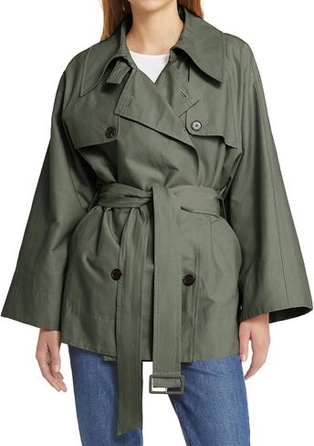 Cicy Bell Womens Casual Trench Coat Double Breasted Long Sleeve Fall Jacket Classic Lapel Overcoat with Belt in Saudi Arabia