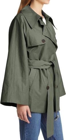 Cicy Bell Womens Casual Trench Coat Double Breasted Long Sleeve Fall Jacket Classic Lapel Overcoat with Belt in Saudi Arabia