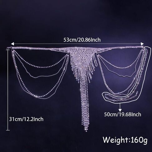 Rumtock سباركلي كريستال الفضة تنورة رقص سلسلة طويلة شرابة الخصر سلسلة ل الهذيان ملهى ليلي بوهو الجسم سلسلة للنساء الفتيات in Kuwait