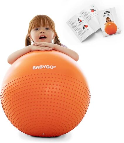 BABYGO® Sensory Exercise Ball | Peanut Ball for Kids | Autism Therapy Calming Development Activities Motor Skills | Exercise Book & Pump Included 45CM,Blue|Orange in Saudi Arabia