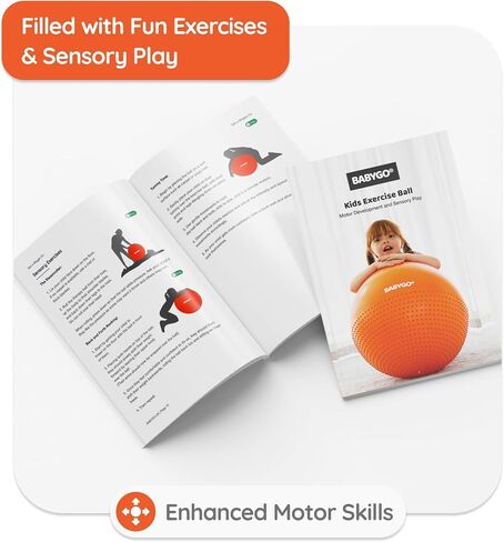 BABYGO® Sensory Exercise Ball | Peanut Ball for Kids | Autism Therapy Calming Development Activities Motor Skills | Exercise Book & Pump Included 45CM,Blue|Orange in Saudi Arabia