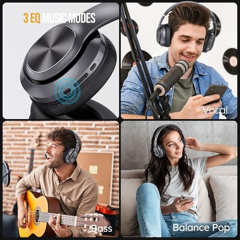 TuneFlux Wireless Bluetooth Headphones Over Ear, 80H Playtime, 3EQ Sound Modes, HiFi Stereo Headphones with Deep Bass Microphone, Foldable Bluetooth 5.3 Headphones for Smartphone/PC/Computer in Kuwait