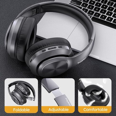 TuneFlux Wireless Bluetooth Headphones Over Ear, 80H Playtime, 3EQ Sound Modes, HiFi Stereo Headphones with Deep Bass Microphone, Foldable Bluetooth 5.3 Headphones for Smartphone/PC/Computer in Kuwait