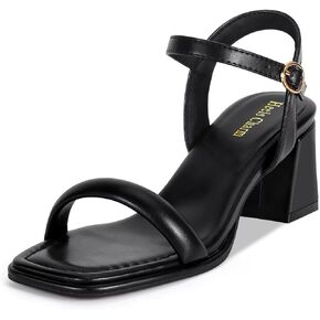 Heels Charm Women's Chunky Block Heeled Sandals 2.56 Inches Open Toe Ankle Strap Block High Heel Sandal Dress Dancing Sandals Daily Work Party Shoes