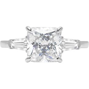 Clara Pucci 3.44ct Asscher cut 3 stone Solitaire Stunning Moissanite Engagement Promise Anniversary Bridal Ring 14k White Gold
