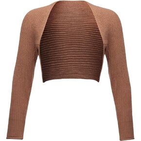 WDIRARA Girl's Solid Raglan Sleeve Asymmetrical Hem Ribbed Knit Shrug Crop Cardigan