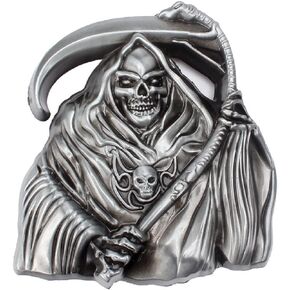 Skull Belt Buckle for Men, Grim Reaper Skull Belt Buckle, Gothic Skull Head Belt Buckle, Sickle Skull Skeleton Belt Buckle, Western Cowboy Belt Buckle, Vintage Punk Rock Belt Buckle Gifts