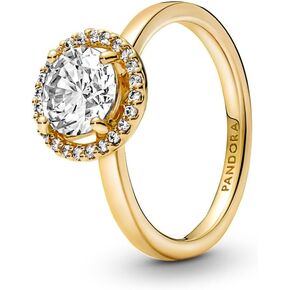 Pandora Sparkling Round Halo Ring - Statement or Promise Ring for Women - Gift for Her - Jewelry for Women - 14k Gold with Clear Cubic Zirconia - With Gift Box