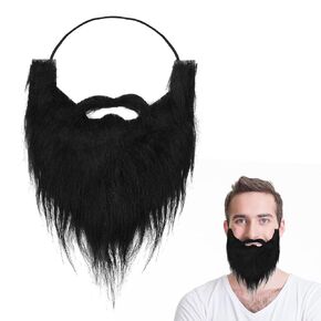 Yolev Fake Beards, Funny Beard & Mustache Black Fake Mustaches for Adults Halloween Christmas Fake Facial Hair Costume Accessories for Party Cosplay