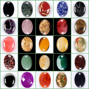 Wholesale 5pcs Randomly Send 40x30mm Oval Cabochon CAB Flatback Semi-Precious Gemstone Ring Face