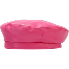 Vintage PU Newsboy Beret Caps for Women Men Versatile Solid Color Cabbie Painter Paperboy Hats