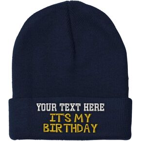 Speedy Pros Beanies for Men It's My Birthday Gold Embroidery Birthday Winter Hats for Women Acrylic Skull Cap 1 Size