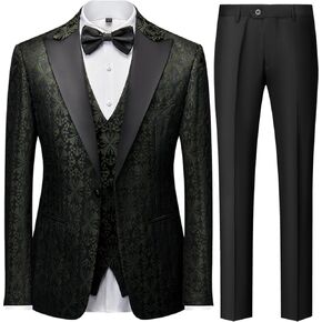 Men Suit 3 Piece Slim Fit Tuxedo for Men Paisley Suit Tux Shawl Lapel One Button Blazer Waistcoat Pants Set for Prom