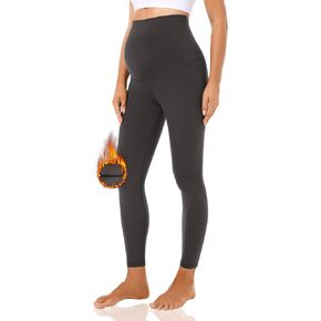 Foucome Fleece Lined Maternity Leggings Over The Belly Pregnancy Winter Thermal Warm Workout Yoga Pants