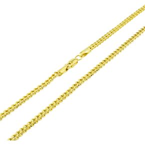Nuragold 14k Yellow Gold 2.1mm Franco Wheat Spiga Foxtail Chain Pendant Necklace, Mens Womens Lobster Clasp 14" 16" 18" 20" 22" 24"